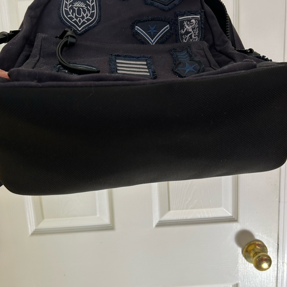 John Varvatos Black Backpack with Embroidered Patches - Picture 3 of 7